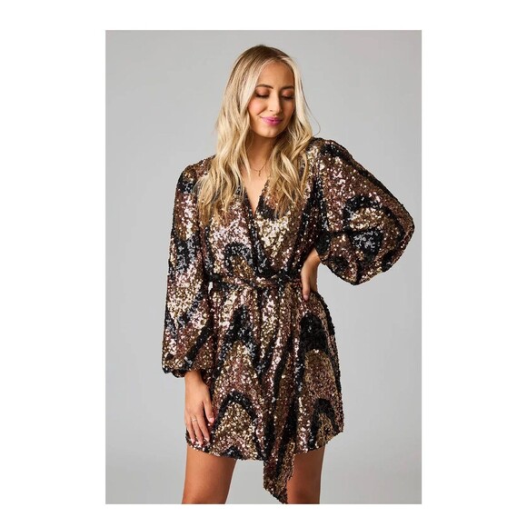 NWT Buddy Love Sequin Wrap Vegas/Party Dress S - Picture 1 of 8